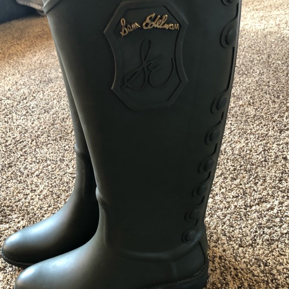 Sam Edelman Tall Rain Boots Riding Boots Ximon Olive Green Size 6M - Picture 2 of 7